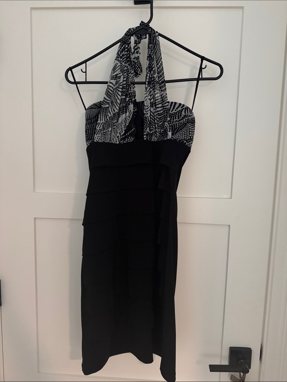 Enfocus Studio Black and White Strapless Halter Dress